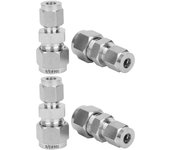 Adaptador de tubo de doble casquillo recto de compresión de acero inoxidable de 4 piezas para tubería (f1/4-f3/8)