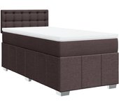 Cama para adulto | cama individual | cama box spring con colchón tela marrón oscuro 90x190 cm cfw25509