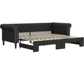 Cama para adultos | sofá con cama nido cuero sintético negro 90x200 cm cfw825044
