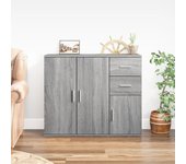 Aparador | aparador de comedor | armario de cocina de madera contrachapada gris sonoma 91x29,5x75 cm cfw49037
