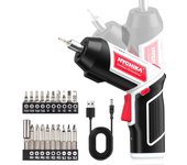 Destornillador eléctrico, hychika 6nm bateria 3.6v 2,0 ah, led luz, carga cable usb, 20 accesorios, para reparaciones en el hogar