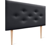 Dhome cabecero de polipiel con 3 hileras intercaladas de botones y patas cabezal tapizado cama lujo (negro, 105cm)