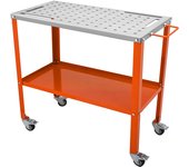 Vevor mesa de soldadura 91.4 x 45.7cm banco de trabajo de soldadura 544kg de carga banco de trabajo de acero sobre ruedas con frenos 2 niveles