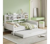 Cama nido 90x200 cm - 90x190 cm - con almacenaje - somier de láminas - multipino - blanco (colchón no incluido)