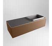 Mondiaz erin 120cm mueble de baño color rust con 1 cajón. con lavabo ridge derecho sin orificios color dark grey