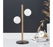 Lámpara de mesa domino-11035 oro cobrizo metal vidrio 26x18x52 cm
