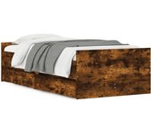 Estructura de cama con cajones roble ahumado 90x200 cm
