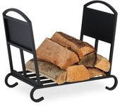 Relaxdays cesto leñero, de metal, soporte para leña plegable, 44x52x31 cm, estante para troncos, para interior, negro