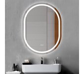 Aica espejo de baño led 50×70cm, bluetooth, antivaho, brillo ajustable