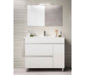 Mueble de baño caprera 2 cajones y una puerta incluye lavabo y espejo - blanco 90 x 45 cm lavabo centrado