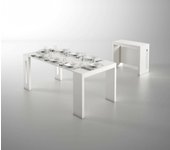 Consola extensible akam, mesa de comedor extensible, consola multiusos con extensiones, 100% made in italy, 186x80h76 cm, blanco