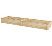 Caja de plantas elevada de madera, gran caja de plantación con 2 compartimentos, natural, 237x60x25cm