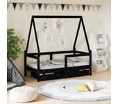 Estructura de cama niños con cajones madera pino negro 70x140cm v4945 70 x 140 cm / negro