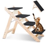 Escaleras para perros, rampa para perros 2 en 1, taburete plegable de madera para perros, antideslizante