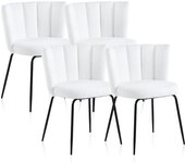 Pack de 4 sillas de comedor - estilo moderno en crochet color nieve y metal - medidas: 57x60x79 cm