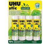 Uhu stic renature 4x40g colla naturale con tubetto in bioplastica colla per bambini, sicura da usare per i lavoretti, adatta per la scuola, l'ufficio,