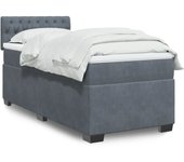 Maison exclusive - cama box spring individual con colchón terciopelo gris oscuro