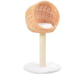Rascador para gatos con nicho, juguete de peluche en madera de sauce de sisal natural 3702281