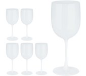 Relaxdays copas vino plástico, set de 6, irrompibles, libres de bpa, 400 ml, reutilizables, vasos camping, blanco
