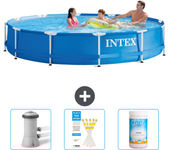 Paquete de piscina - intex - alrededor - 366x366x76 cm + accesorios cb73