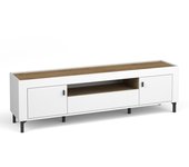 Mueble tv mormavu 106, mate blanco, roble, 177x52x40cm