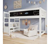 Cama entresuelo infantil 90 x 200 cm con estantes de almacenamiento - somier - color blanco