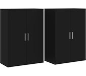 Aparadores 2 uds | aparador de comedor | armario de cocina madera de ingeniería negro 60x31x84 cm cfw98789