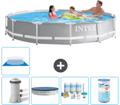Paquete de piscina - intex - alrededor - 366x366x76 cm + accesorios a2076
