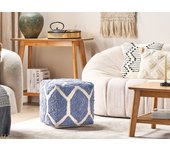 Beliani puf de algodón beige/azul 40 x 40 cm rojhan
