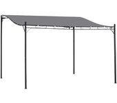 Pérgola de jardín montado en pared con toldo outsunny 4x3x2 m gris