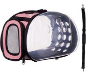 Transportín pequeño plegable para mascotas 37x7,5x22 color rosa
