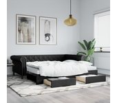 Maison exclusive - sofá cama nido con cajones cuero sintético negro 90x200 cm