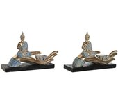 Figura decorativa dkd home decor 25,7 x 8 x 16 cm azul buda turquesa oriental decapé (2 unidades)