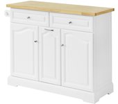 Carrito de cocina con cajones y puertas madera de caucho con tablero aparador con ruedas 115 x 46 x 90 cm fkw100-wn sobuy es