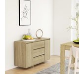 Aparador | aparador de comedor | armario de cocina con 3 cajones contrachapado roble sonoma 120x41x75 cm cfw64907