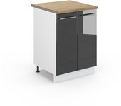 Vicco mueble bajo de cocina fame-line, antracita alto brillo, 60 cm , et roble