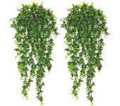 Juego de 2 tapices de pared con plantas verdes artificiales, decoración de pared con diseño de boniato
