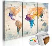 Tableau en liège - free as a bird [cork map] [90x60]
