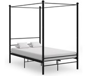 Vidaxl estructura de cama con dosel sin colchón metal negro 120x200 cm