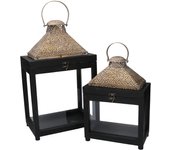Farol de madera 1-2 negro cm28x18h47