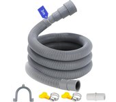 Manguera de drenaje para lavadora 3m, con soporte en forma de u y abrazaderas para lavavajillas.