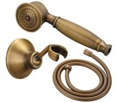 Juego de ducha de latón antiguo con soporte y manguera de 1,5 m (juego de ducha antiguo)
