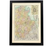 Nacnic pósters geográficos en estilo vintage mapa del norte de francia ilustraciones de antiguos mapamundis en tonos sepia tamaño a3, con marco negro