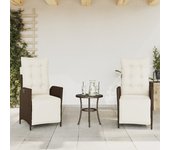 Vidaxl sillones reclinables jardín y reposapiés 2 uds ratán pe marrón