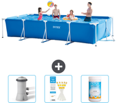 Paquete de piscina - intex - rectángulo - 450x220x84 cm + accesorios cb73
