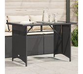 Mesa de jardín con tapa de cristal negro 110x68x70 polirratán