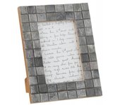 Marco de foto de 10x15cm con borde de azulejos de madera gris de 17x22cm