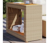 Mesa auxiliar de jardín con tapa de madera beige 100x40x75 cm