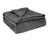 Manta sofá invierno grande sedalina lisa y borreguito polar sherpa 180x240cm calentita gruesa, briebe, gris oscuro, , -