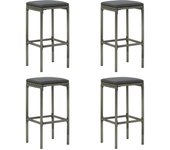 Pack 4 uds taburetes altos | taburete de cocina | taburetes de bar con cojines ratán sintético gris cfw49788